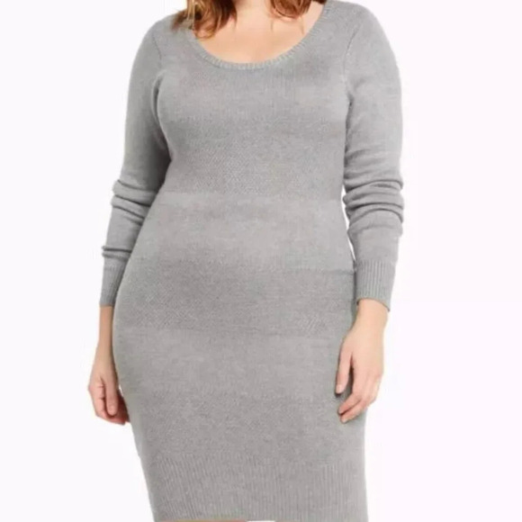 NEW Torrid Stripe Sweater Dress Women‎ Plus 2X Gray Bodycon Knee Length Stretch - Picture 1 of 8